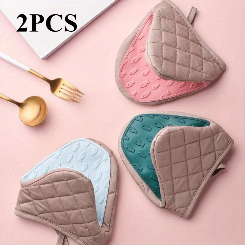 Oven Mitt Silicone - 2pcs Silicone Pads | Ergonomic Grip,